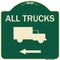 Signmission Trucks All Trucks W/ Truck & Left Arrow Heavy-Gauge Aluminum Sign, 18" x 18", G-1818-22783 A-DES-G-1818-22783 - alternate 1
